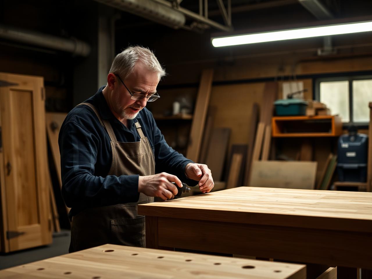 Joiner crafting custom cabinetry